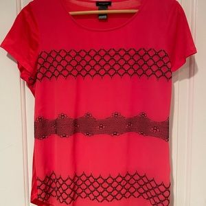 Pink with navy detail shirt sleeve Ann Taylor shirt